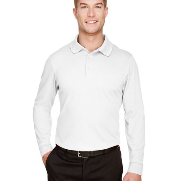 CrownLux Performance® Men's Plaited Long Sleeve Polo Thumbnail